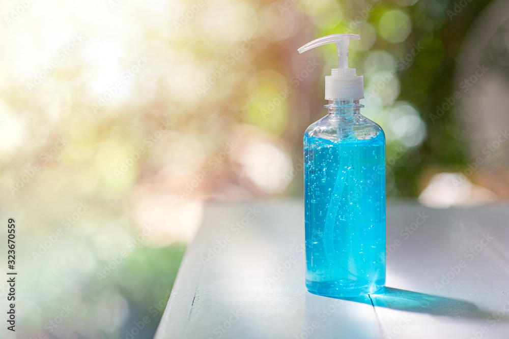Alcohol gel hand sanitizer cleaners for prevent Coronavirus Disease 2019 (COVID-19) virus outbreaks. - obrazy, fototapety, plakaty 