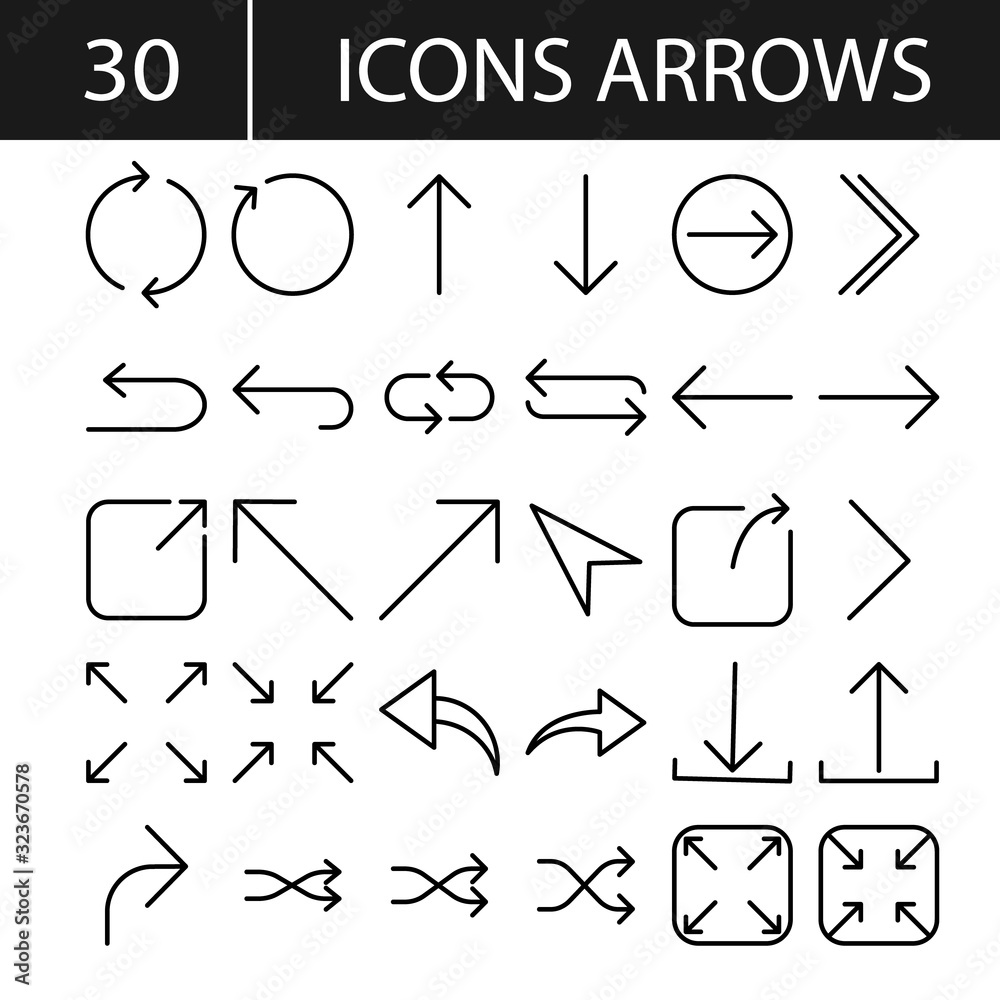 Arrow vector icon set in thin line Arrow vector icon set in thin line