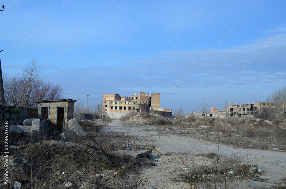 Abandoned construction site of hospital. Abandoned at 1991,during Ukrainian undependence crisis. Kiev,Ukraine