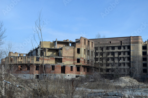 Abandoned construction site of hospital. Abandoned at 1991,during Ukrainian undependence crisis. Kiev,Ukraine