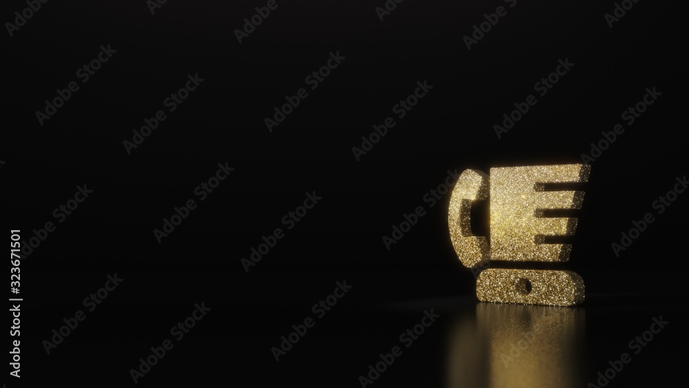 science glitter gold glitter symbol of blender phone 3D rendering on dark black background with blurred reflection with sparkles science glitter gold glitter symbol of blender phone 3D rendering on dark black background with blurred reflection with sparkles