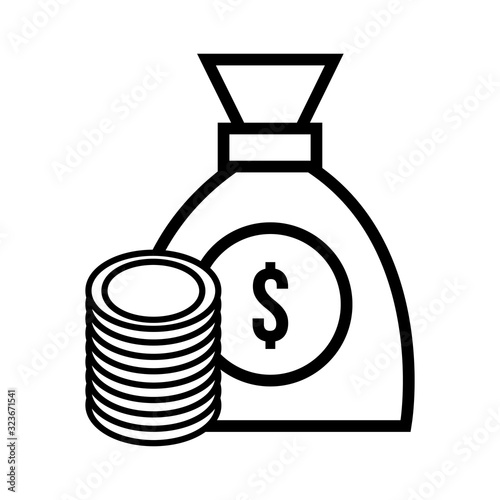 money dollars bag isolated icon