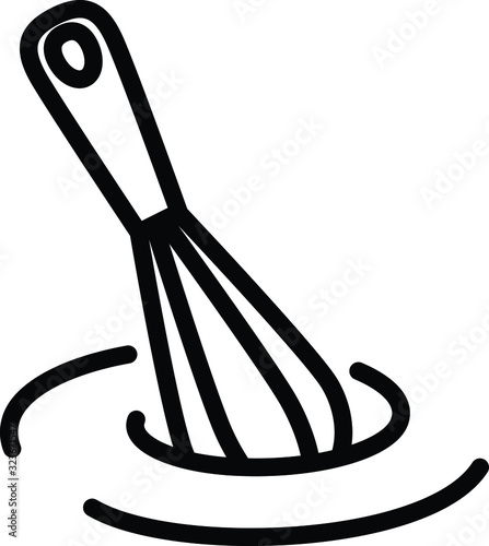 whisk icon, vector line illustration