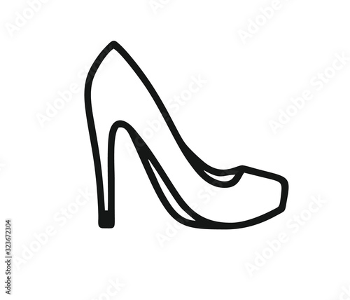 High heels shoe or woman shoe, pumps in black and white isolated vector for logo, sign, apps or website