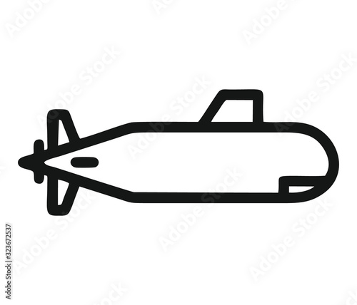 submarine in black and white as an isolated vector for logo, sign, apps or website