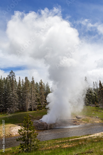 Riverside geyser at eruption, Yellowstone National Park, USA