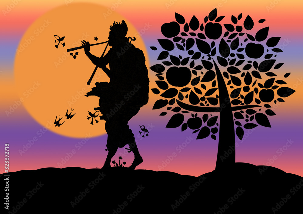 Silhouette of a Piper in the Sunset, Digital Art