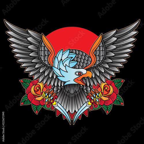 vector traditional tattoo eagles