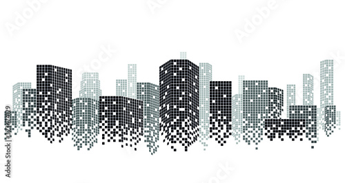 Building and urban illustration, urban scene at night