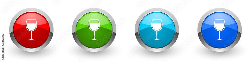 Alcohol silver metallic glossy icons, glass concept set of modern design buttons for web, internet and mobile applications in four colors options isolated on white background Alcohol silver metallic glossy icons, glass concept set of modern design buttons for web, internet and mobile applications in four colors options isolated on white background