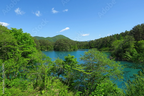 Bishamon-numa Pond, Urabandai, Fukushima Prefcture, Japan in May photo