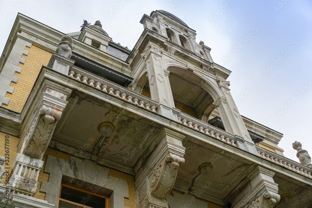 Massandra palace of Alexander III in Crimea. Elegant palace for Russian Emperor is architectural monument of the end XIX century in Upper Massandra. Yalta, Crimea, Russia - September, 2019 Massandra palace of Alexander III in Crimea. Elegant palace for Russian Emperor is architectural monument of the end XIX century in Upper Massandra. Yalta, Crimea, Russia - September, 2019