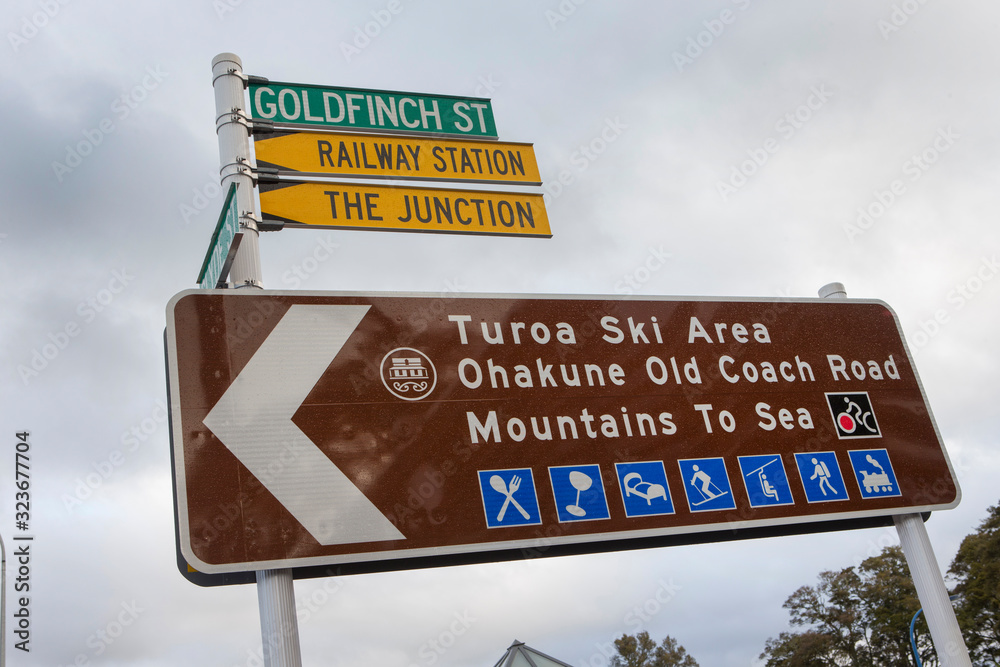 Sign Turoa ski area Tongariro area New Zealand