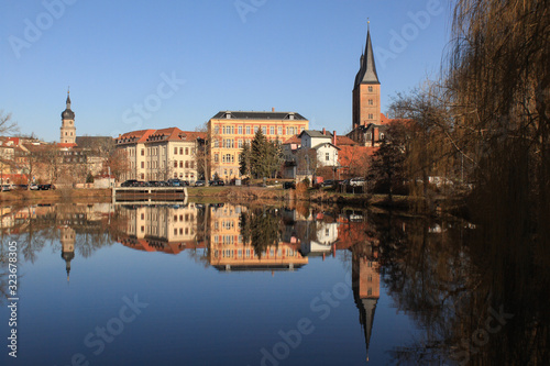 Romantisches Altenburg; Kleiner Teich mit St. Bartholomäi und Roten Spitzen