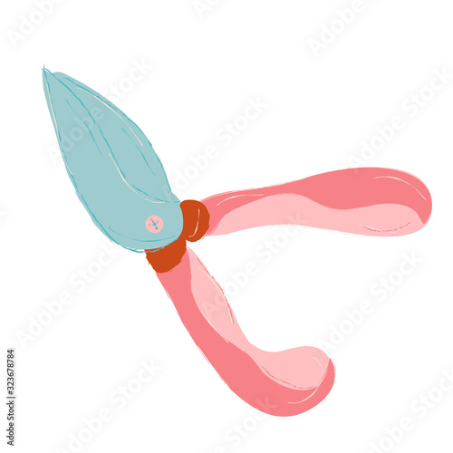 Single garden clippers . Vector. doodle clipart. Isolated on a white background. For design, cards, invitation, decoration, stickers.