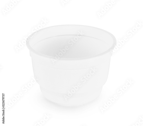 plastic empty cup on white background