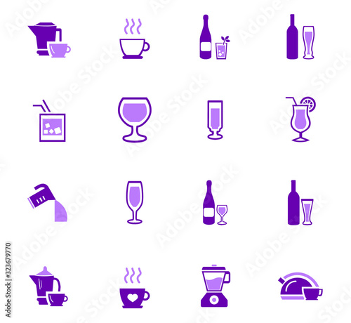 Utensils for the preparation of beverages icons