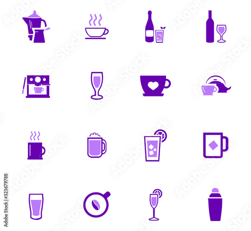 Utensils for the preparation of beverages icons