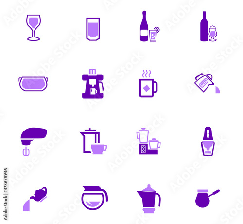 Utensils for the preparation of beverages icons