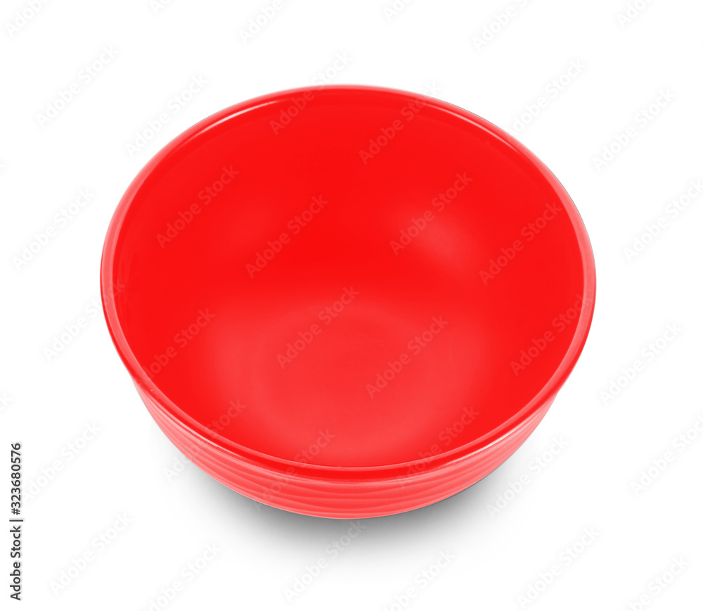 empty red bowl on white background empty red bowl on white background