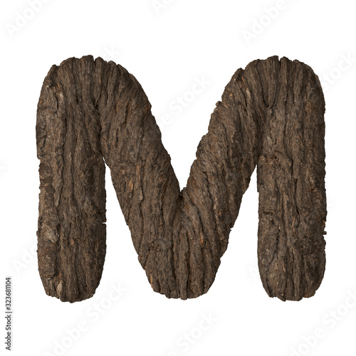 Bark letter M - 3D illustration photo