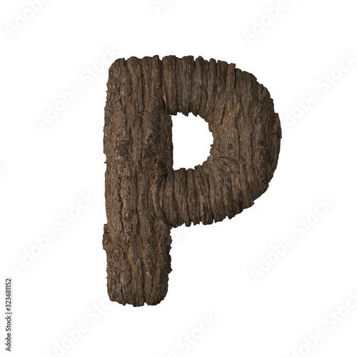 Bark letter P - 3D illustration photo