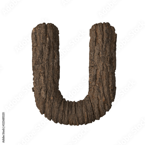 Bark letter U - 3D illustration photo