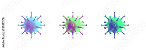 Abstract coronavirus model. Different color options for medical design. 3d vector illustration of virus unit