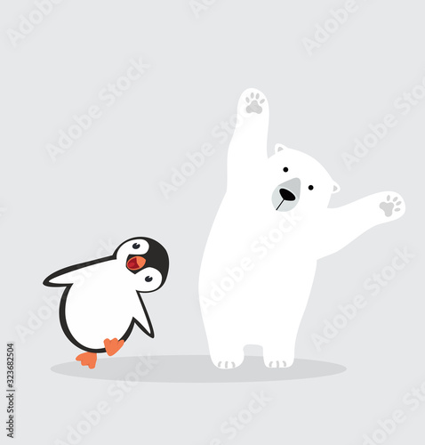 panguin with polar bear vector