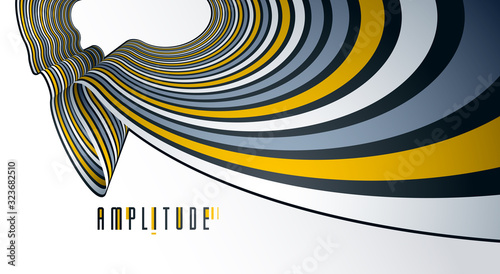Abstract lines in 3D dimensional perspective abstract vector background, cool funky design layout, 70s retro template.