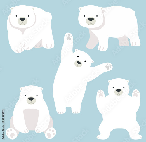 Cute Polar bear funny Cartoon vector set