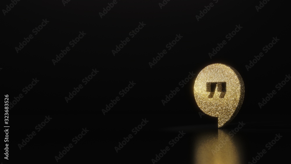 science glitter gold glitter symbol of symbol 3D rendering on dark black background with blurred reflection with sparkles science glitter gold glitter symbol of symbol 3D rendering on dark black background with blurred reflection with sparkles