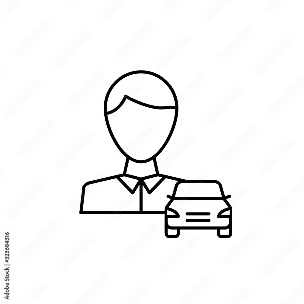 Teacher, driver, car icon. Simple line, outline vector elements of driving school icons for ui and ux, website or mobile application