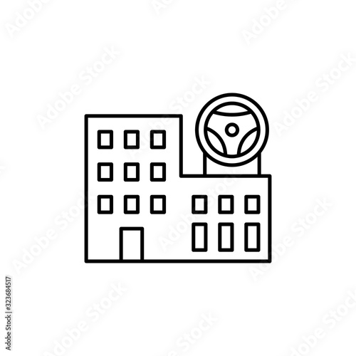 Driving school, building icon. Simple line, outline vector elements of driving school icons for ui and ux, website or mobile application