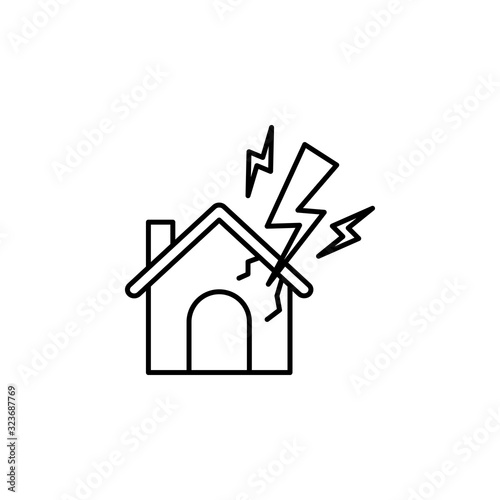 House, lightning, destruction icon. Simple line, outline vector elements of natural disasters icons for ui and ux, website or mobile application