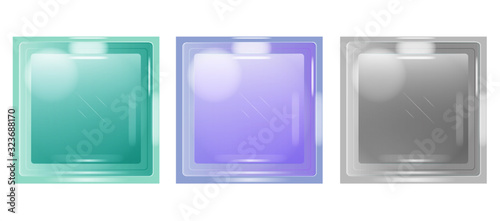 isolated row reveal clear transparent square bathroom glass block cube with smooth texture pattern vector file illustration. Arrange stall wall panel grids box. Use for object and material. 