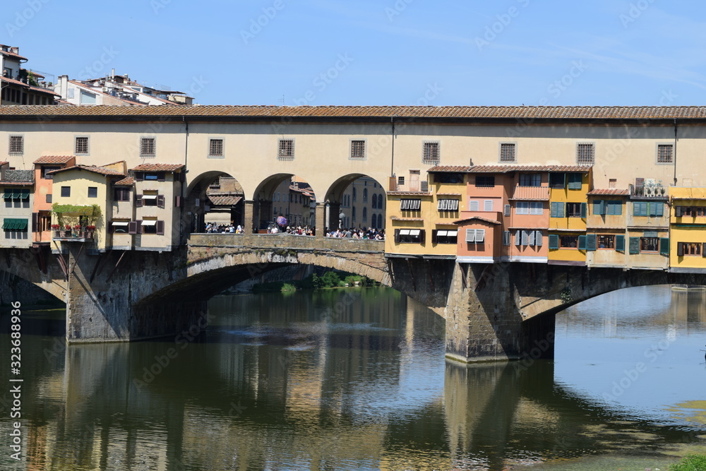 Beautiful old bridge in Florence Tuscany Italy Europe