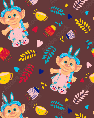 Vector Pattern Spring Troll Girl