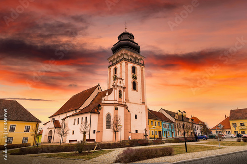 Historic center of Bechyne on a sunset. Czech Republic.