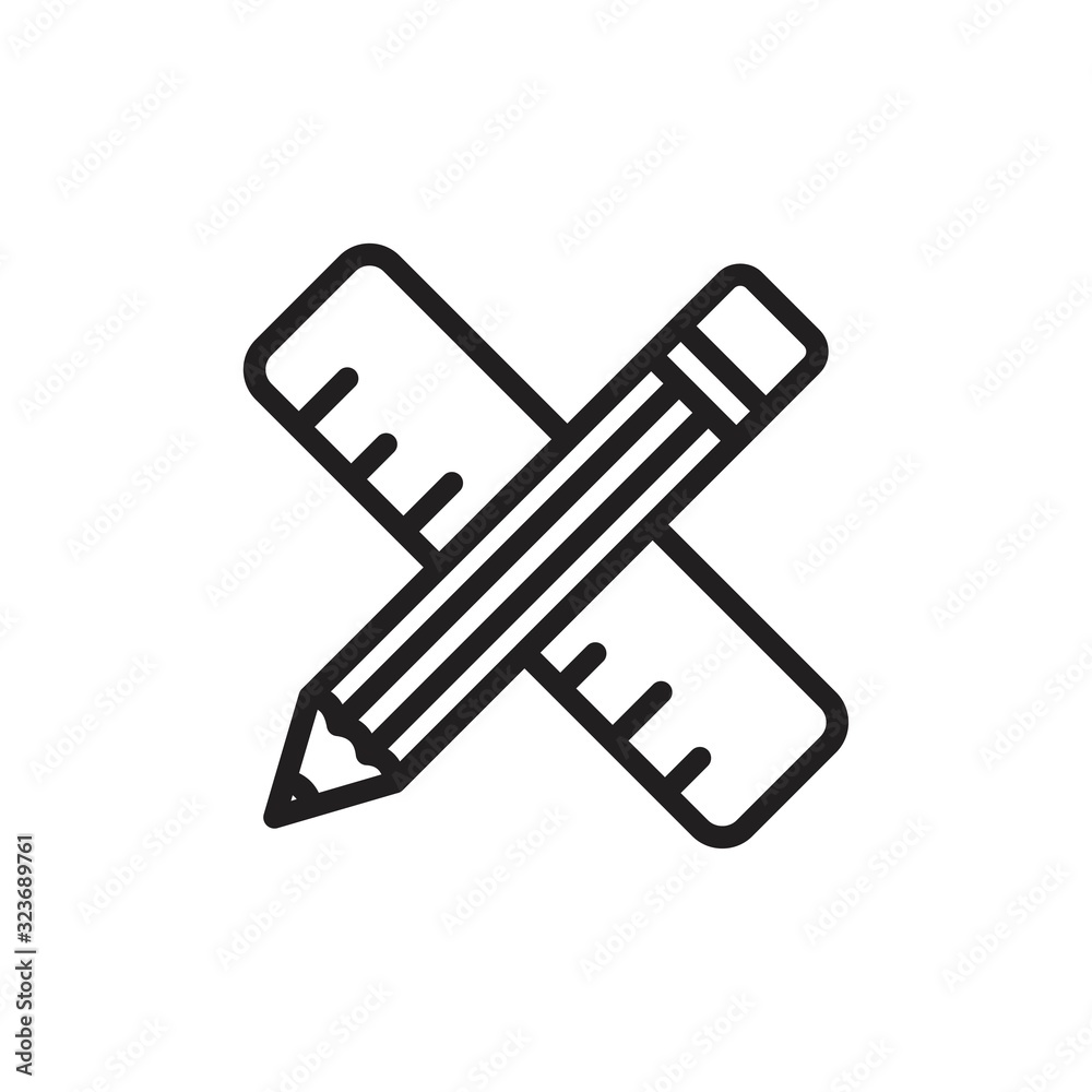 Pencil and ruler icon template black color editable. Pencil and ruler icon symbol Flat vector illustration for graphic and web design. Pencil and ruler icon template black color editable. Pencil and ruler icon symbol Flat vector illustration for graphic and web design.