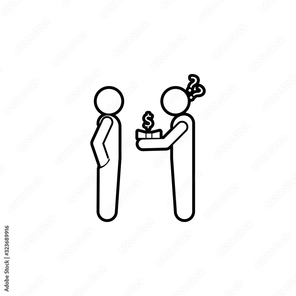 pass a bribe icon. Simple thin line, outline vector of conversation icons for ui and ux, website or mobile application pass a bribe icon. Simple thin line, outline vector of conversation icons for ui and ux, website or mobile application