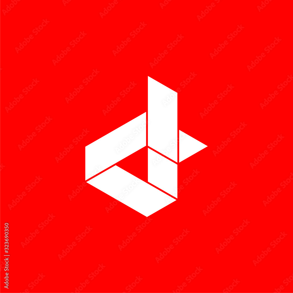 Initial letter d logo template with 3d low poly symbol in flat design ...