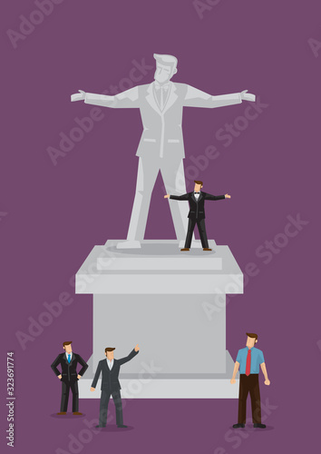 Businessmen and His Statue Cartoon Vector Illustration