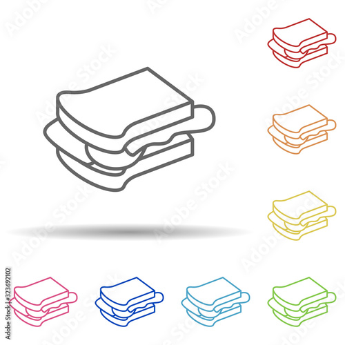 Fototapeta Sandwich in multi color style icon. Simple thin line, outline vector of fast food icons for ui and ux, website or mobile application