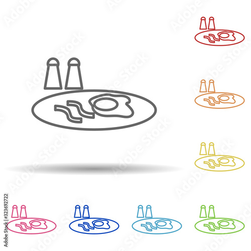 Breakfast scrambled eggs in multi color style icon. Simple thin line, outline vector of fast food icons for ui and ux, website or mobile application