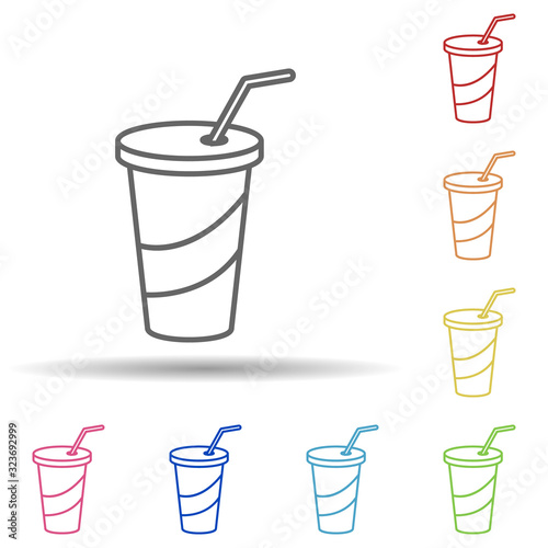 Juice in glass in multi color style icon. Simple thin line, outline vector of fast food icons for ui and ux, website or mobile application