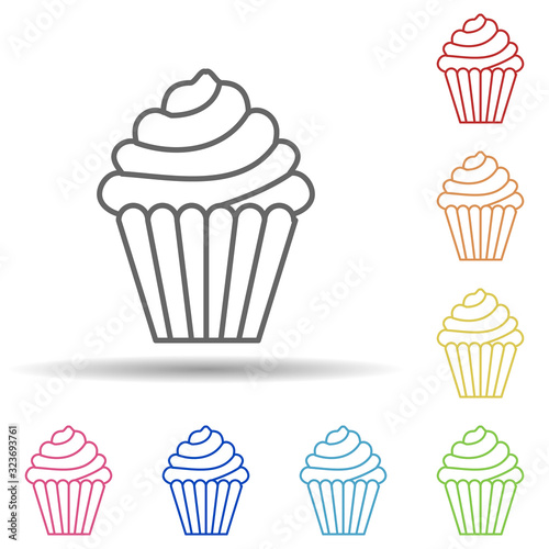Cup cake in multi color style icon. Simple thin line  outline vector of fast food icons for ui and ux  website or mobile application