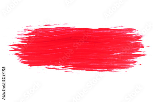 abstract smear of red paint on a white background