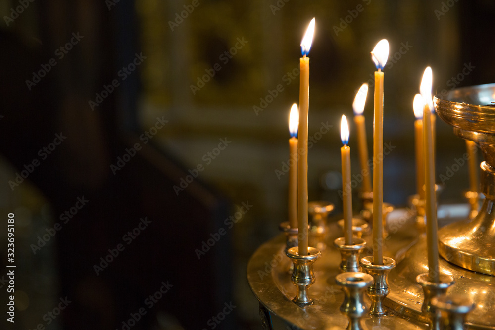 background of candles in christian orthodox church Stock Photo | Adobe