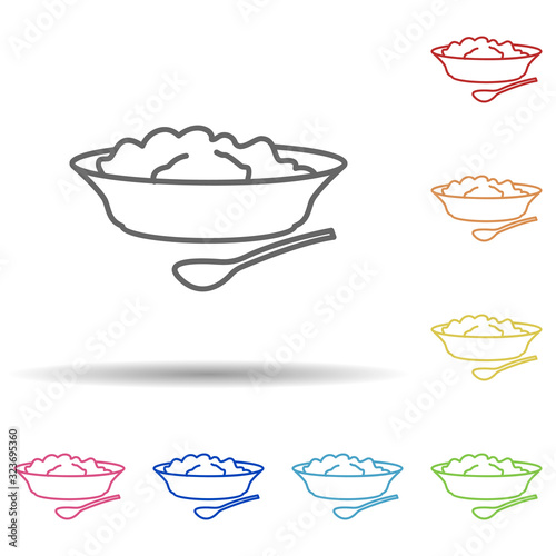 Puree plates in multi color style icon. Simple thin line, outline vector of food icons for ui and ux, website or mobile application